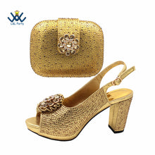 2022 Sweet  Special Design Women Crystal Style African Ladies Party Shoes Matching Bag in Magenta Color