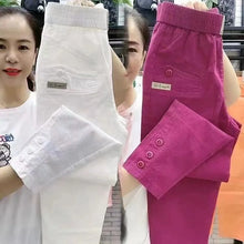 New 2024 Korean Women's pants Autumn High Waist Cotton Hemp Casual Slim High Waist Pants Female Loose Harun pants Ladies Trouser