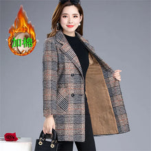 Winter Wool Women's Plaid Blended Elegant Jacket