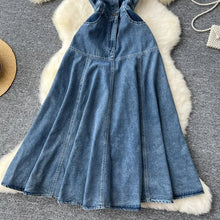 WTHT Fashion Women's Ruffled Edge Sleeveless Denim Long Dress 2024 Autumn O-neck Single Breasted Pleated Dresses Female 1LS125