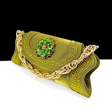 QSGFC Open Toe Women Heels for 2024 Elegant Party Olive Color Diamond Pumps Italian Shoes and Bags Matching Set