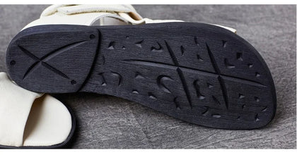Birkuir Fashion Pleated Women Sandals Genuine Leather Flats High Top Sandals Luxury 2024 Open Toe Summer Boots Hook Loop Sandals