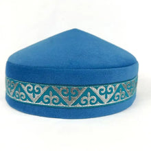 Kazakh Hats for Men Embroidered Blue Green Black Handmade Dancing Party Cotton Dubai Kufi Hijab Spring Caps Elegant