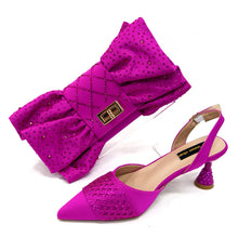 2025 New Elegant Nigerian Women’s Wine Colour Heeled Shoes and Rhinestone Handbag Set – Italian Design for Parties and Weddings