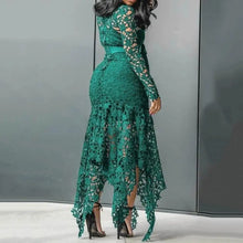 Lace Bow Belted Women Dress Elegant Long Sleeve Irregular Hem Women Bodycon Party Long Dress Vintage Wedding Evening Party Dress