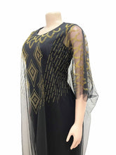Fake Two-Piece African Dresses for Women 2025 Traditional Nigeria Mesh Hot Drill Caftan Dress Abaya Musulman Robe Femme Clothes