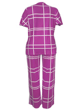 Spring Autumn New Women's Fashion Elements Striped Grid Printed Casual Round Neck Large Comfortable Two Piece Set