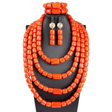 Fabulous Artificial Coral Wedding African Beads Jewelry  Luxury Bride Costume Statement Necklace Jewelry