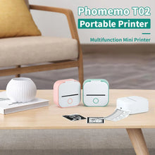 Phomemo T02 Portable Mini Thermal Printer Wirelessly BT 203dpi Photo Label Memo List Printing With USB Cable Imprimante Portable