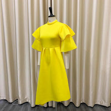 Elegant Party Dresses for Woman 2024 New O Neck Ruffles Sleeve High Waisted Asymmetric Mid Calf Luxury Birthday Dinner Vestidos