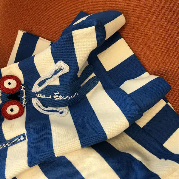 Spring and summer casual fashion sportswear slim fit striped printed short sleeved top+shorts two-piece set