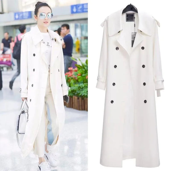 Women's Spring Autumn Fashionable Double-breasted Long Sleeve Coat