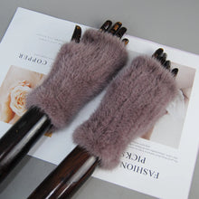 2025 New Brand Style Top Quality Women's 100% Winter Warm Real Mink Fur Knitted Half Finger Gloves Girls Typing Mittens