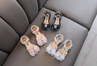 New Spring Kids Shoes Summer Children's Bow Rhinestone Girl Princess Sandals Fashion Baby Non-slip Sandals H795