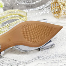Med Heel Shoes for Women Hollowed Out Embroidery Rhinestone Italian Design Olive-green Color Pointed-Toe Shoes and Bags Set