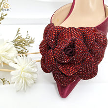 QSGFC African Popular Styles Evening Shoes And Bags Paired With Handmade Petal Clutches Pointed Toe Mid-Heel Women Shoes