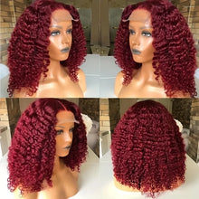 Burgundy 99J Deep Wave Short Bob Wigs 100% Human Hair Wig Water Curly Wig Baby Hair 13x4 Lace Front Human Hair Bob Wig For Women