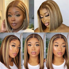 Short Bob Bone Straight 13X4 Lace Frontal Wigs 200 Density Brazilian Remy Preplucked Bob Lace Front Wig Human Hair For Women