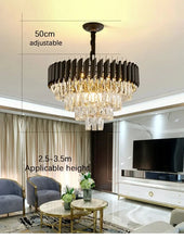 Creative Luxury Crystal Chandelier Rectangular Restaurant Pendant Lights Modern LED Living Room Lamp Lustre Home Elegant Fixture