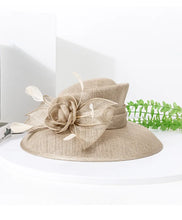 Luxury Blue Sinamay Church Hat For Women Elegant Feather Wedding Bridal Bowler Hats Cocktail Party Derby Cap Chapeau Femme
