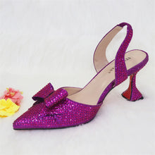 2023 New Arrivals Special Design Purple Color African Women Shoes and Bag Set Pointed Toe Pumps for Wedding Party
