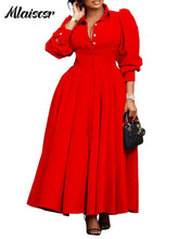 Mlaiscsr Spring Long Sleeve A-Line Shirt Dresses Elegant African for Women White Casual Lapel Evening Party Holiday Vistidos