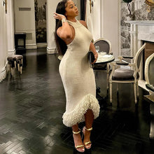 CM.YAYA Knitwear O-Neck Women Sleeveless Tassel Bodycon Long Dress 2025 Spring Sexy Night Club Birthday Party Evening Dresses