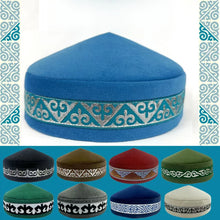Kazakh Hats for Men Embroidered Blue Green Black Handmade Dancing Party Cotton Dubai Kufi Hijab Spring Caps Elegant