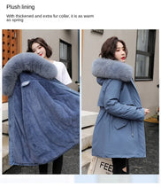 Women's Long Fashionable Hooded Winter Fur Collar Jacket