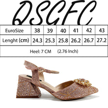 QSGFC High-end Women's Shoes with Diamond Oval Stand Bag Popular in Nigeria Women's High Heels for Special Day