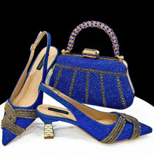 Venus Chan-Nigerian Heel Party for Women Shoes and Bag Set Champagne Colour Rhinestone Handbag Italian Design Wedding INS 2024