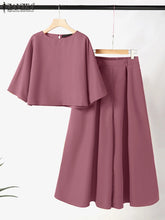ZANZEA 2PCS Women Summer Pant Sets Casual Solid Work Outfits 3/4 Sleeve Blouse Wide Leg Trousers Suit 2025 Fashion Matching Sets