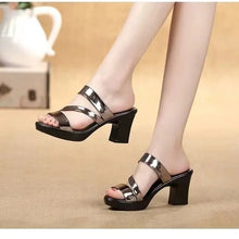 Summer High-heeled Women's Slippers 7cm Thick Heels Bright Skin Fish Mouth All-match Casual Shoes 2024 Luxury Woman Sandals