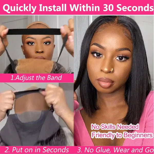 Wear And Go Glueless Wig Human Hair Bob Straight PreCut Lace Frontal Upgraded Air Wigs For Women Perruques Cheveux Humain OnSale