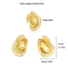 New Fashion Style Gold Plated Earrings Ring Set for Women Girls Dubai Luxury Exaggerated Design Jewelry Gift for Party Easter