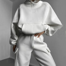 Hoodies Suit Winter Autumn Solid Casual Tracksuit Women Fleece 2 Pieces Set Sports Sweatshirts Pullover Jogger Sweatpants Outfit