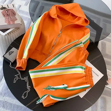 Spring and Autumn New Casual Sports Set for Women, Fashionable and Western Style Street Explosion Running Hoodie Two Piece Set