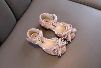 AINYFU New Girls Sequins Party Sandals Summer Fashion Kids Rhinestone Bow Princess Sandals Children's Performance Shoes H950