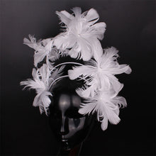 Elegant Women Wedding Hair Fascinator Accessories Headband Bridal Party Show Headwear Fancy Blue Feather Flower Hair Accessories