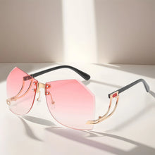 New Fashionable Frameless Sunglasses for Women's Personality Trend Hollow out Mirror Legs Irregular Ocean Lens Glasses UV400