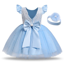 Elegant Kid Dress for Girl Tutu Fluffy Princess Pearls Wedding Gown Children Birthday Party Dress Summer Girl Sleeveless Clothes