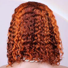 Ginger Orange Brown Colored Water Wave Bob Wigs Transparent 13x4 Lace Front Human Hair Wig For Women P4/350 Highlight Curly Wigs