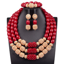 Fabulous Artificial Coral Wedding African Beads Jewelry  Luxury Bride Costume Statement Necklace Jewelry