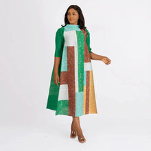 2023 Fashion African 3/4 Sleeve Polyester Plus Size O-Neck Pleated Long Dress Dashiki African Clothes African Dresses for Women