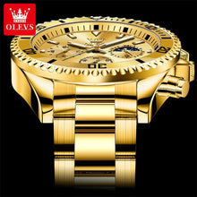 OLEVS Men's Watches Top Brand Luxury Watch for Men Original Waterproof Stainless Steel Chronograph Moon Phase Date Rota Dial