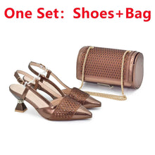 New Design Nigerian Wedding Matching Shoe and Bag Decorated with Rhinestone Wedding Shoes and Bags Set for Women Italian 2025