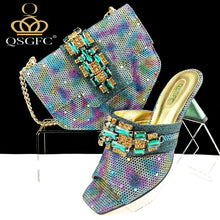QSGFC Italian Shoes and Bags Matching Set 2024 Women Heel Party for Gold Colour Italian Design Wedding Bigger size shoes