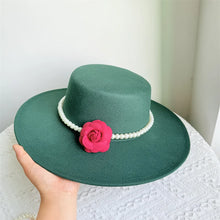 French Style Fedora Hat for Women 10CM Wide Brim Flat Top Felt Hat Winter Autumn Derby Wedding Jazz Hats
