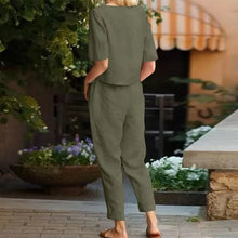 Casual Elegant Ladies 2 Piece Sets Fashion Spring Cotton Linen Women's Tracksuit Suit Long Sleeve Top Loose Pants Set Female