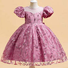Princess Party Summer Dress For Girls Puff Sleeve Back Bow Tutu Birthday Wedding Bridesmaid Gown Flower Children Clothing Prom